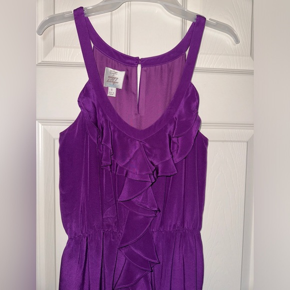 💜 Suzi Chin Silk Purple Ruffle Dress - Picture 4 of 7